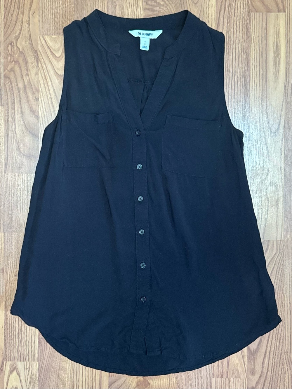 โค๏ธ Old Navy Small Women's Black Sleeveless Button-Front Blouse Shirt Top (B18)